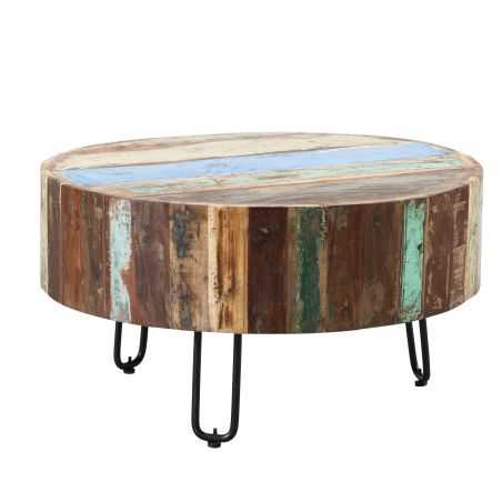 Miami Round Reclaimed Wood Coffee Table Recycled Furniture Smithers of Stamford £360.00 