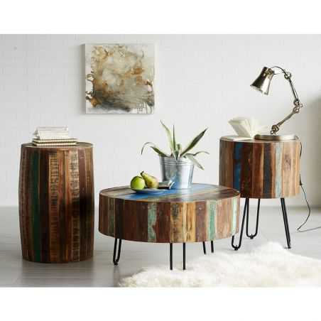 Miami Round Reclaimed Wood Coffee Table Recycled Furniture Smithers of Stamford £360.00 