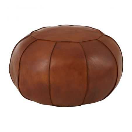 Round Tan Leather Footstool Footstools Smithers of Stamford £210.00 