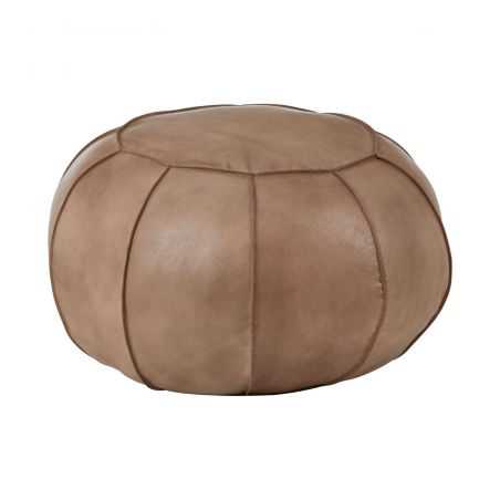 Round Tan Leather Footstool Footstools Smithers of Stamford £210.00 