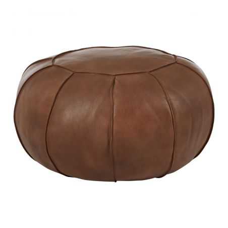 Round Tan Leather Footstool Footstools Smithers of Stamford £210.00 