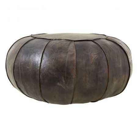 Round Tan Leather Footstool Footstools Smithers of Stamford £210.00 