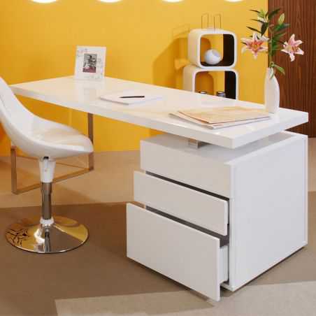 White Gloss Office Desk Designer Furniture Smithers of Stamford £1,200.00 