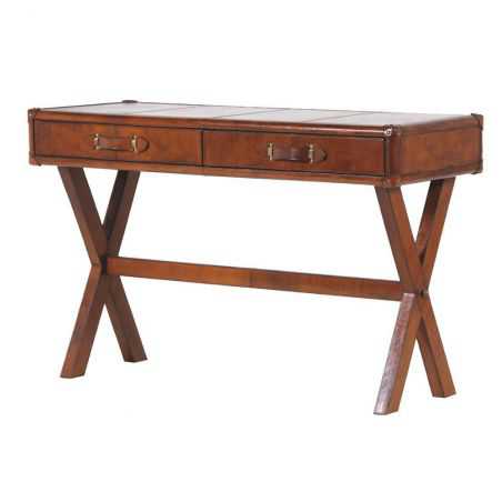 Jaipur Brown Leather Writing Desk Vintage Furniture Smithers of Stamford £1,250.00 