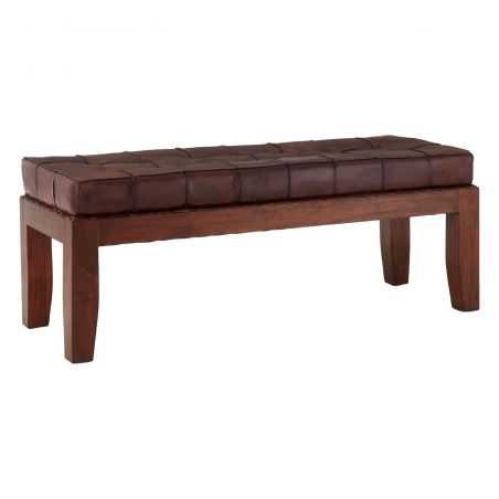 Brown Leather Bench Seat Designer Furniture Smithers of Stamford £575.00 