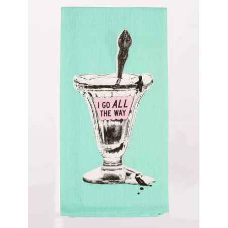 I Go All The Way Tea Towel Christmas Gifts Blue Q £12.99 