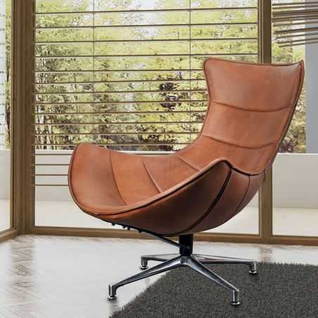 Costello Tan Leather Accent Chair Retro Furniture Smithers of Stamford £1,200.00 