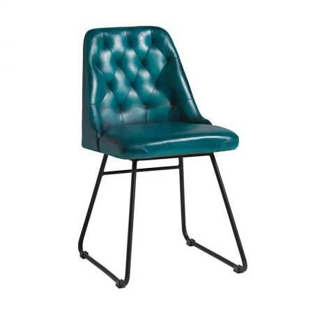 Blue Leather Dining Chair Designer Furniture Smithers of Stamford £288.00 