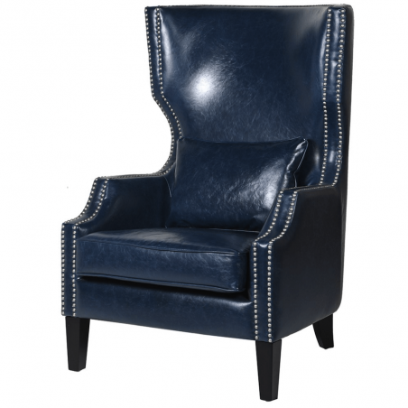 Rémy Blue Leather Armchair Designer Furniture Smithers of Stamford £850.00 