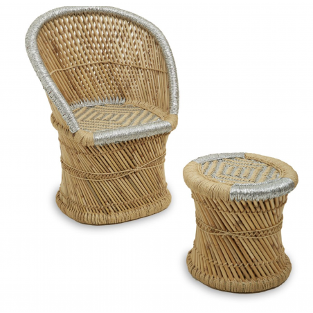 Tiki Rattan Chair & Footstool Sofas and Armchairs Smithers of Stamford £269.00 