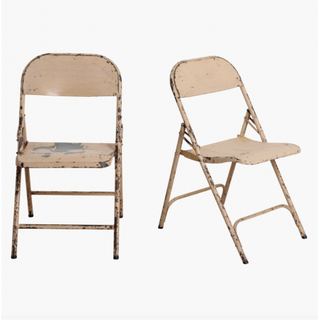 Vintage Metal Folding Outdoor Cafe Chairs Industrial Furniture Smithers of Stamford £115.00 