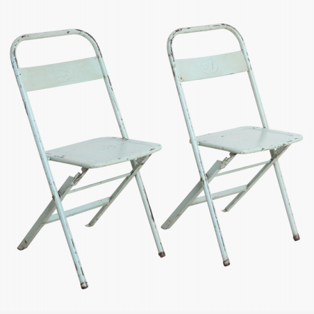 Vintage Metal Folding Outdoor Cafe Chairs Industrial Furniture Smithers of Stamford £115.00 