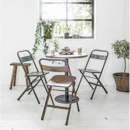 Vintage Metal Folding Outdoor Cafe Chairs Industrial Furniture Smithers of Stamford £115.00 