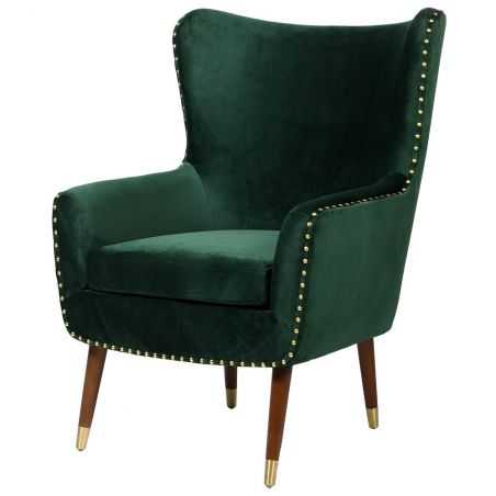 Basil Green Velvet Armchair Sofas and Armchairs  £560.