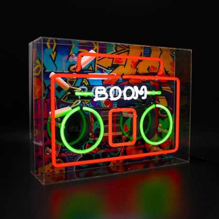 Boombox Large Glass Neon Light Gifts Smithers of Stamford £164.00 