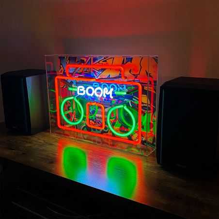 Boombox Large Glass Neon Light Gifts Smithers of Stamford £164.00 