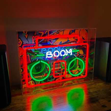 Boombox Large Glass Neon Light Gifts Smithers of Stamford £164.00 