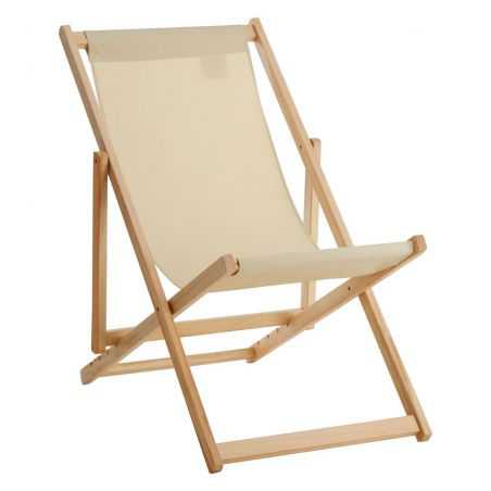 Traditional Cream Seaside Deck Chair Garden Furniture  £95.00 