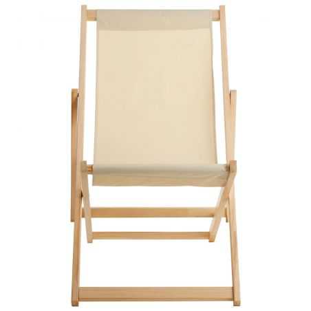 Traditional Cream Seaside Deck Chair Garden Furniture  £95.00 