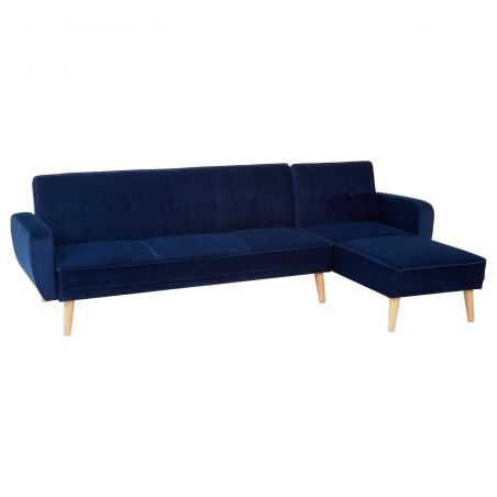 Azure Blue Velvet Corner Sofa Bed Designer Furniture Smithers of Stamford £1,044.00 