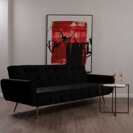 Hatton Black Velvet Sofa Bed Designer Furniture Smithers of Stamford £637.00 