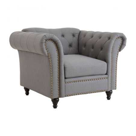 Chesterfield Armchair Upholstered In Grey Designer Furniture Smithers of Stamford £875.00 