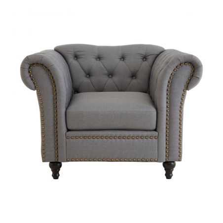 Chesterfield Armchair Upholstered In Grey Designer Furniture Smithers of Stamford £875.00 