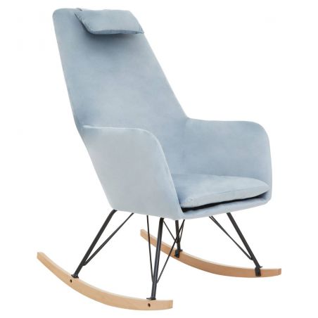 Stockholm Sky Blue Velvet Rocking Chair Designer Furniture Smithers of Stamford £300.00 