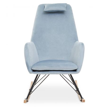 Stockholm Sky Blue Velvet Rocking Chair Designer Furniture Smithers of Stamford £300.00 