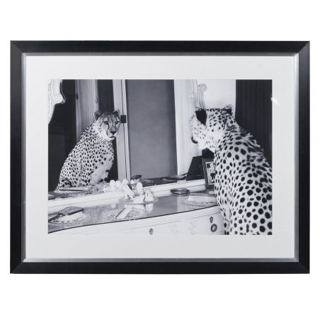 XL Double Take Cheetah In The Mirror Framed Print Vintage Wall Art  £425.00 