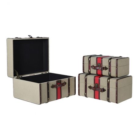 Canvas Steamer Storage Trunk Set of 3 Storage Furniture Smithers of Stamford £390.00 