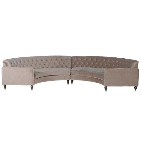 Taupe Curved Conversation Velvet Sofa Designer Furniture Smithers of Stamford £5,000.00 