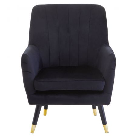 Vincent Black Velvet Armchair Designer Furniture Smithers of Stamford £300.00 