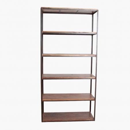 Factory Tall Iron Rack with Wooden Shelves Reclaimed Wood Furniture Smithers of Stamford £950.00 