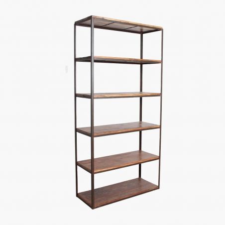 Factory Tall Iron Rack with Wooden Shelves Reclaimed Wood Furniture Smithers of Stamford £950.00 