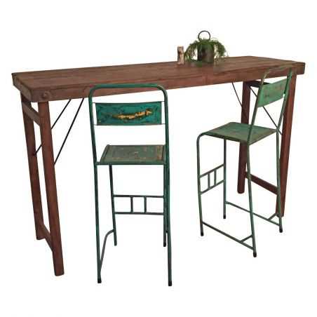 Factory Folding Reclaimed Wood Bar Table Industrial Furniture Smithers of Stamford £596.00 