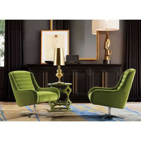 Vanhoose Swivel Green Velvet Armchair Smithers Archives  £1,046.