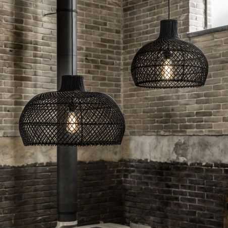 Black Rattan Pendant Ceiling Light Lighting Smithers of Stamford £187.00 